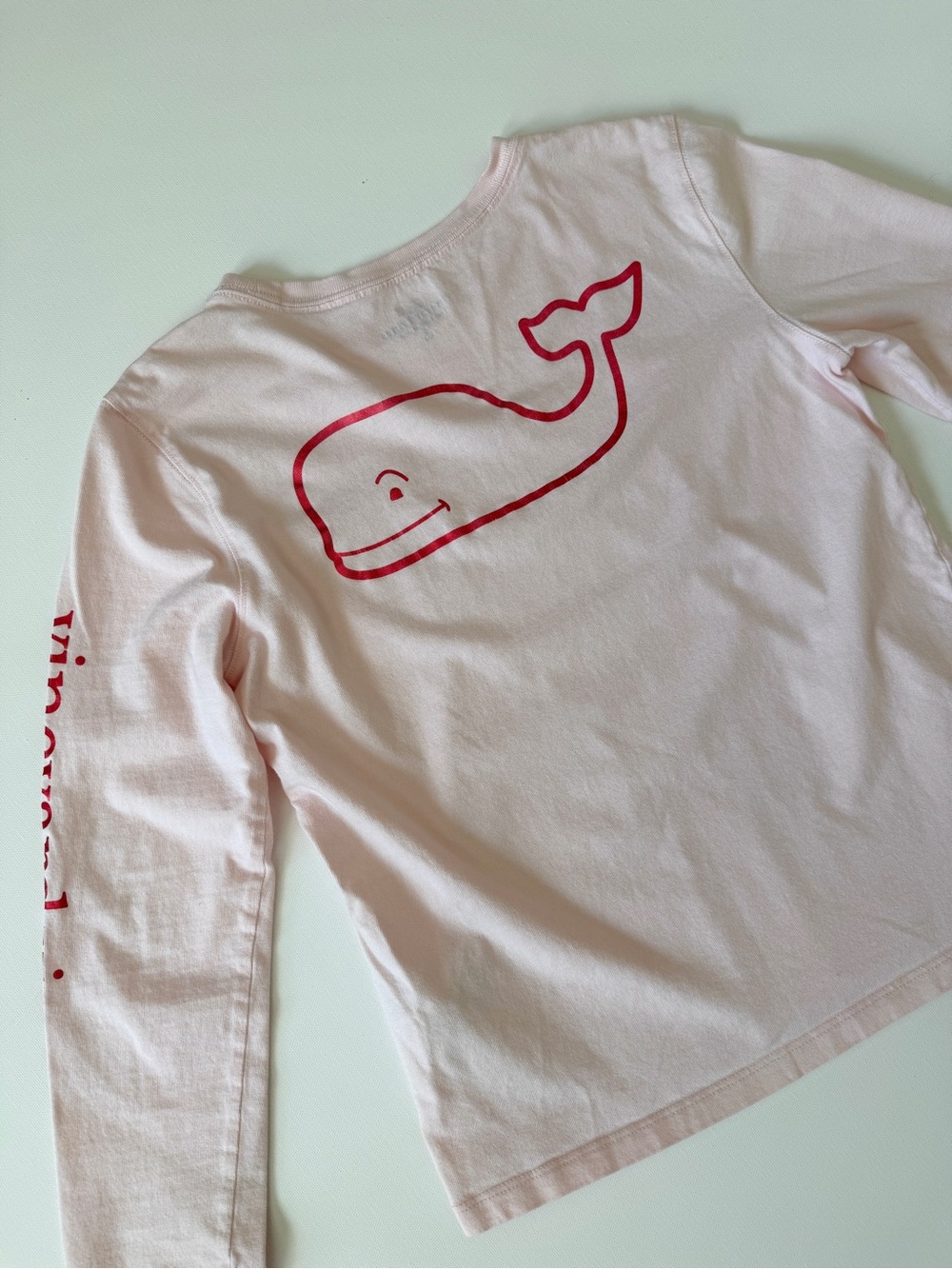 Vineyard Vines Pink Kids Long-Sleeve Whale Tee with Red Graphic